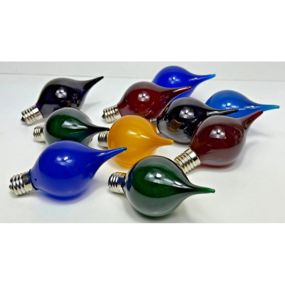 Vtg Carillon Colorbright 10 Outdoor Teardrop Bulbs Soft Glow 7W Alderbrook Decor